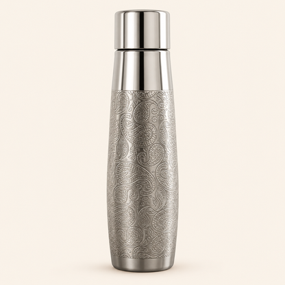 Paisley Engraved Silver-Tone Bottle — main view