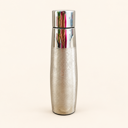 Paisley Engraved Silver-Tone Bottle — detail view